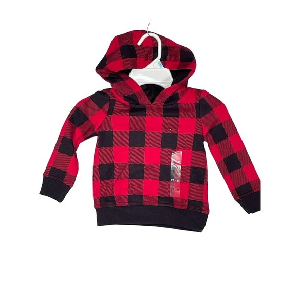 Ideology Unisex Little Kids Buffalo Plaid Hoodie, red black, 2T-3T - Picture 1 of 7